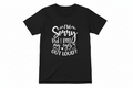 black t shirt with white text