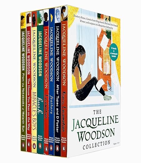 The Jacqueline Woodson 8 Books Collection Box Set (Peace Locomotion, After Tupac and D Foster,Feathers, Locomotion,Hush,Miracle's Boys,House You Pass on the Way, From the Notebooks of Melanin Sun)